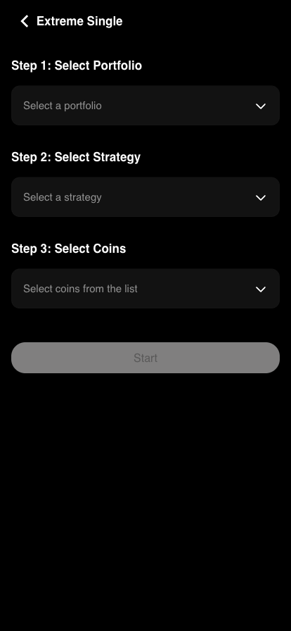 The Extreme setup page with its three steps